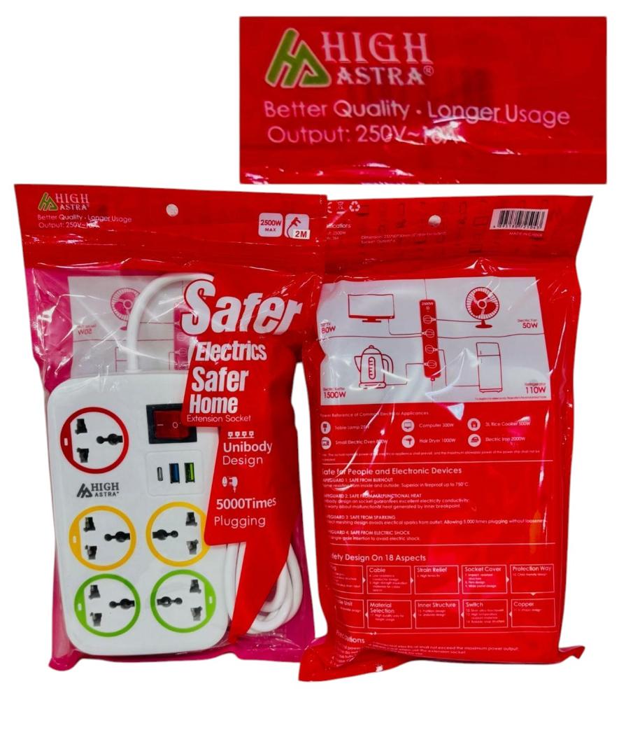 Limited offer! Astra 5 way extension cable with 3m long cable 2USB slots and 1 type c to c slot