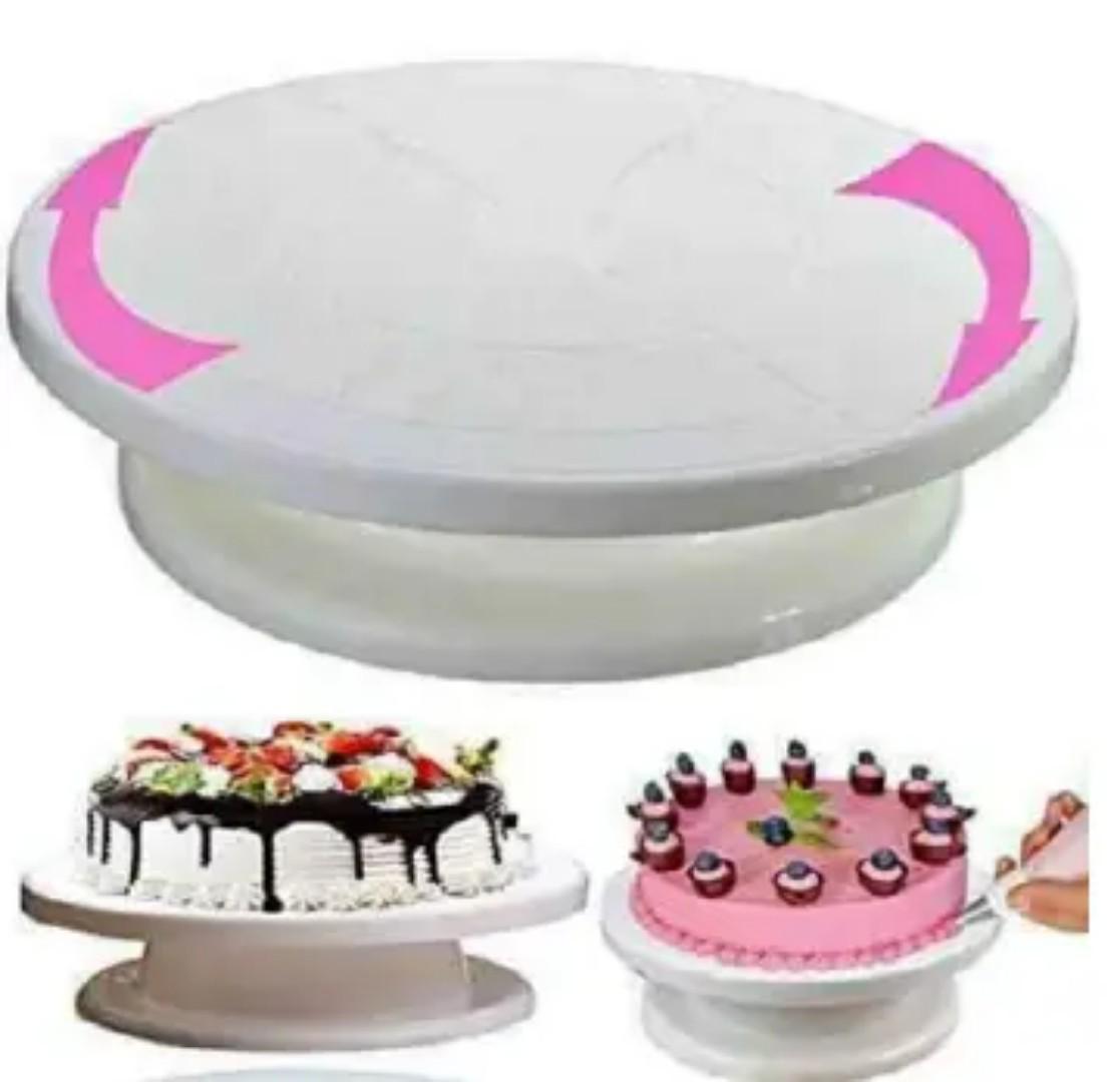 CAKE TURN TABLE .360°Rotating Cake Decoration Turntable CAKE TURN TABLE. Baking Tool Turn Table, Non-slip surface on top of the platform to keep cake in place w