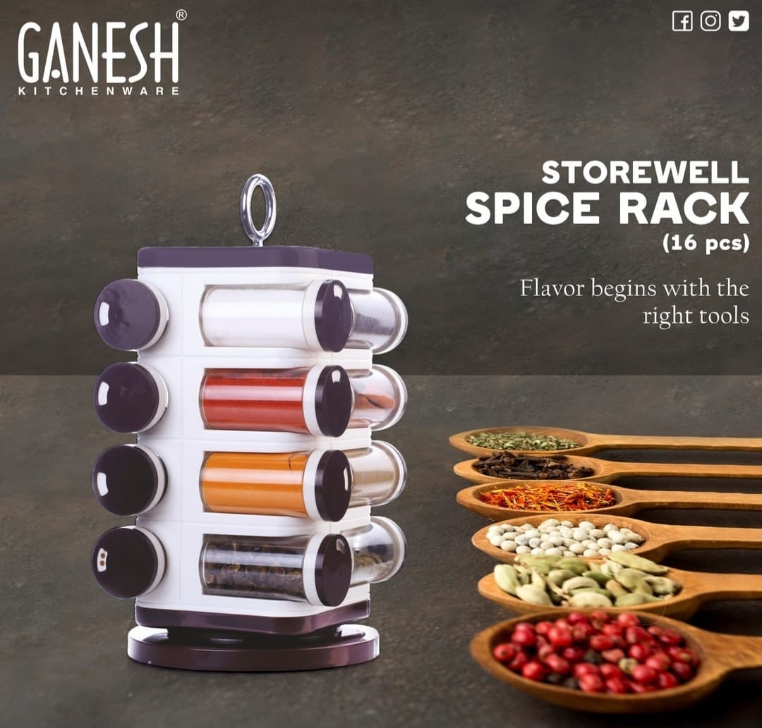 Ganesh Revolving Spice Rack 16pc Jar