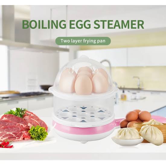 Electric 2in1 Multifunctional magic pot 2 layer 14pc egg boiler steamer or fry grill plate