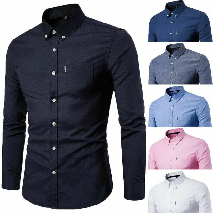 Fashionable 6-Pack Men’s Pure Cotton Long-Sleeve Button-Up Slim Fit Shirts – Official & Casual Wear, Comfortable and Stylish