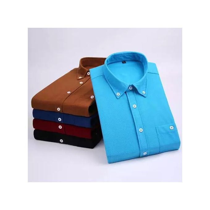 Fashionable 5-Piece Set of Men's Pure Cotton Black Long-Sleeve Button-Up Slim Fit Shirts – Versatile for Official and Casual Wear