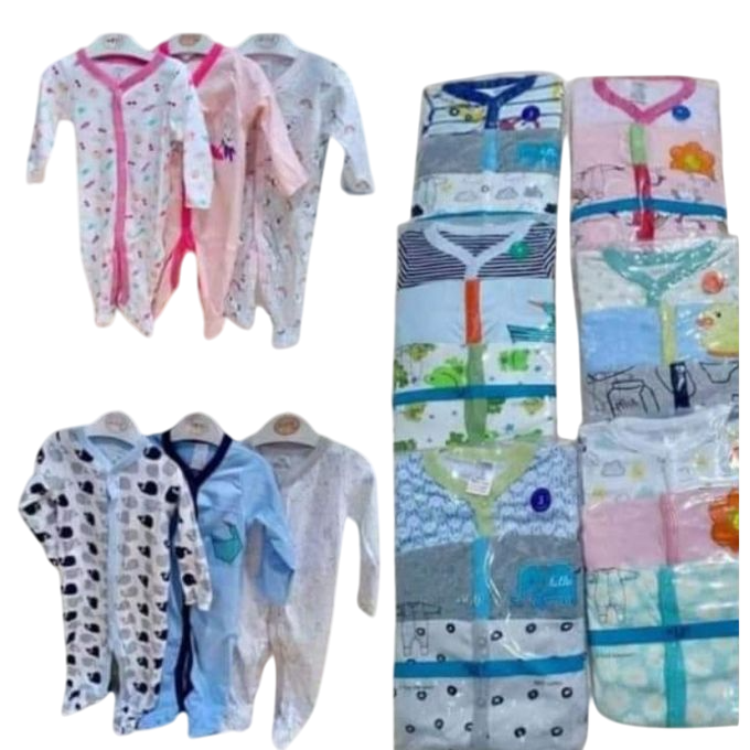 Adorable Fashion 3-Piece Set: Premium Quality Cotton Baby Girl Romper & Sleepsuits - Multicolor Designs with Varying Prints for Everyday Comfort
