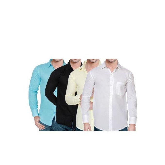 Premium Fashion Men's Shirts - 4-Pack of Cotton Slim Fit Shirts for Everyday Style and Comfort