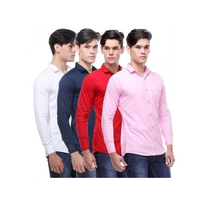 Premium Fashion Men's Shirts - 4-Pack of Cotton Slim Fit Shirts for Everyday Style and Comfort