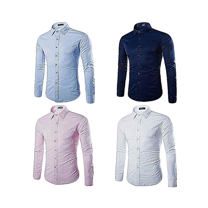 Premium Fashion Men's Shirts - 4-Pack of Cotton Slim Fit Shirts for Everyday Style and Comfort
