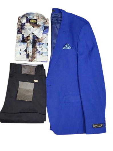 Fashion 3 pack Blazer, Trouser and Matched shirt.Elevate Your Wardrobe: Timeless Sophistication with our Premium Green Blazer and Matching Trouser Ensemble, Complete with Vintage-Inspired Shirt