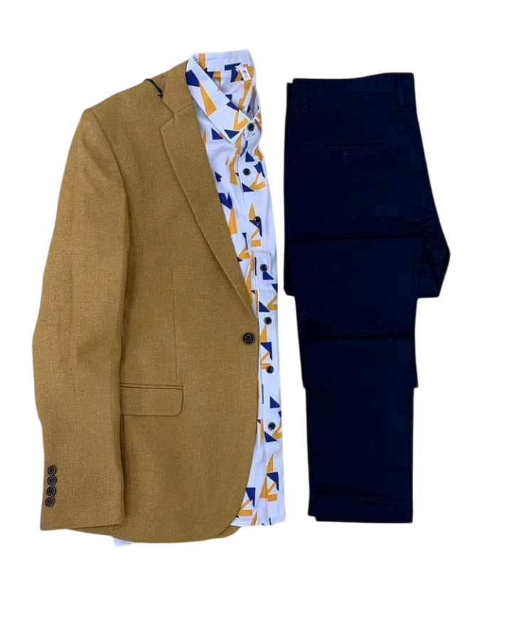 Fashion 3 pack Blazer, Trouser and Matched shirt.Elevate Your Wardrobe: Timeless Sophistication with our Premium Green Blazer and Matching Trouser Ensemble, Complete with Vintage-Inspired Shirt
