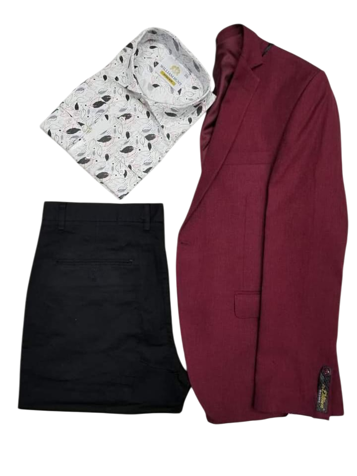 Fashion 3 pack Blazer, Trouser and Matched shirt.Elevate Your Wardrobe: Timeless Sophistication with our Premium Green Blazer and Matching Trouser Ensemble, Complete with Vintage-Inspired Shirt