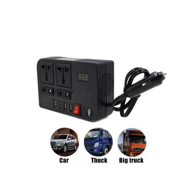 " Car Power Inverter DC 12V to AC 220V Converter  300W– High-Power Car Adapter with 4 AC Outlets & 4 USB Ports | Portable Charger for Laptops, Phones, and Devices | Ideal for Road Trips, Camping