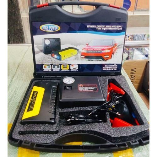 "High-Power Multifunction Car Jump Starter with Built-In Air Compressor – 12V Portable Emergency Power Bank & Tire Inflator | Jump Starts Petrol & Diesel Engines, Charges Devices, LED Light, Safety Pr