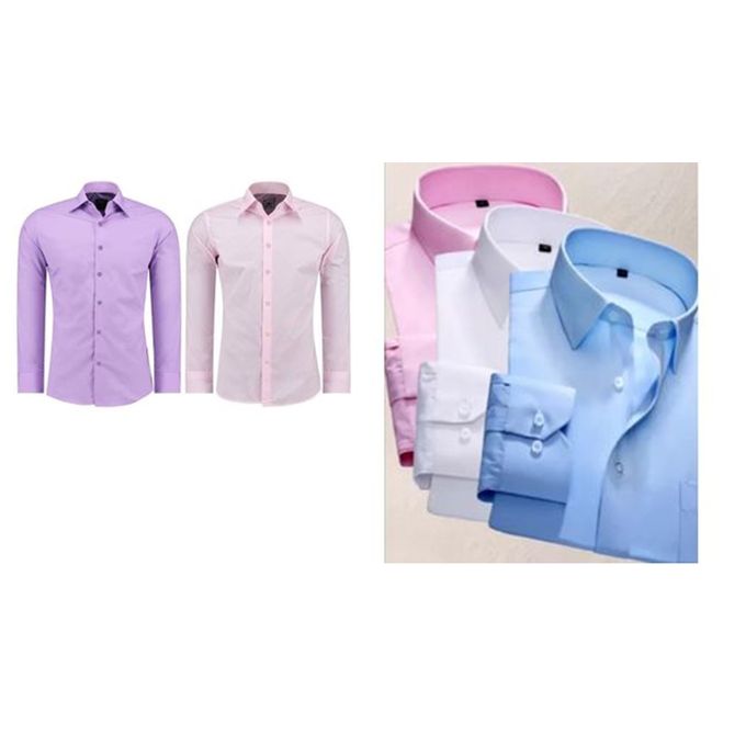 Fashionable 5-Piece Set of Men's Pure Cotton  Long-Sleeve Button-Up Regular  Fit Shirts – Versatile for Official and Casual Wear