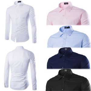 Fashionable 5-Piece Set of Men's Pure Cotton  Long-Sleeve Button-Up Regular  Fit Shirts – Versatile for Official and Casual Wear
