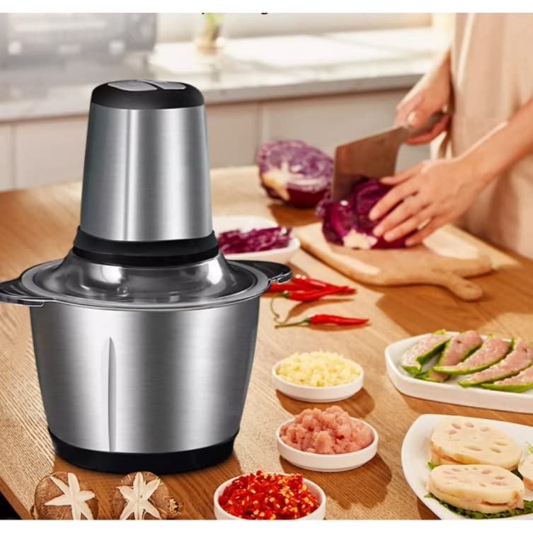 Stainless Steel Electric Meat Grinders with Bowl Heavy for Kitchen Food Chopper, Meat, Vegetables, Onion, Garlic Slicer Dicer, Fruit & Nuts Blender (300 Watts) (2 LITER)