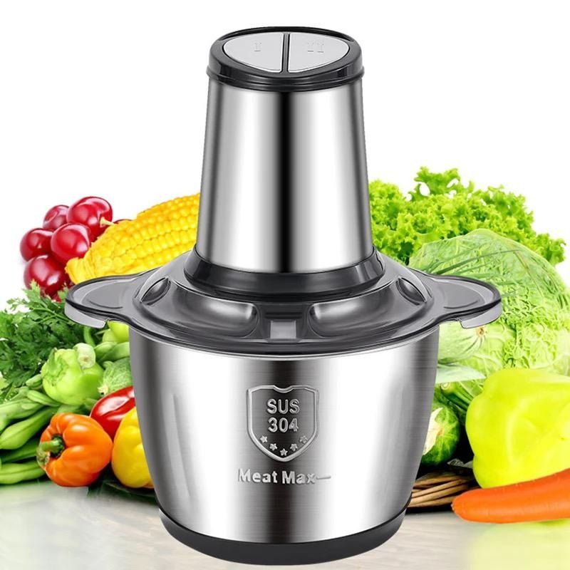 Stainless Steel Electric Meat Grinders with Bowl Heavy for Kitchen Food Chopper, Meat, Vegetables, Onion, Garlic Slicer Dicer, Fruit & Nuts Blender (300 Watts) (2 LITER)
