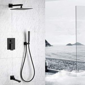 Modern-look wall-mounted Shower Faucet Set, Shower System With 10"  Shower Head and Handheld Shower
