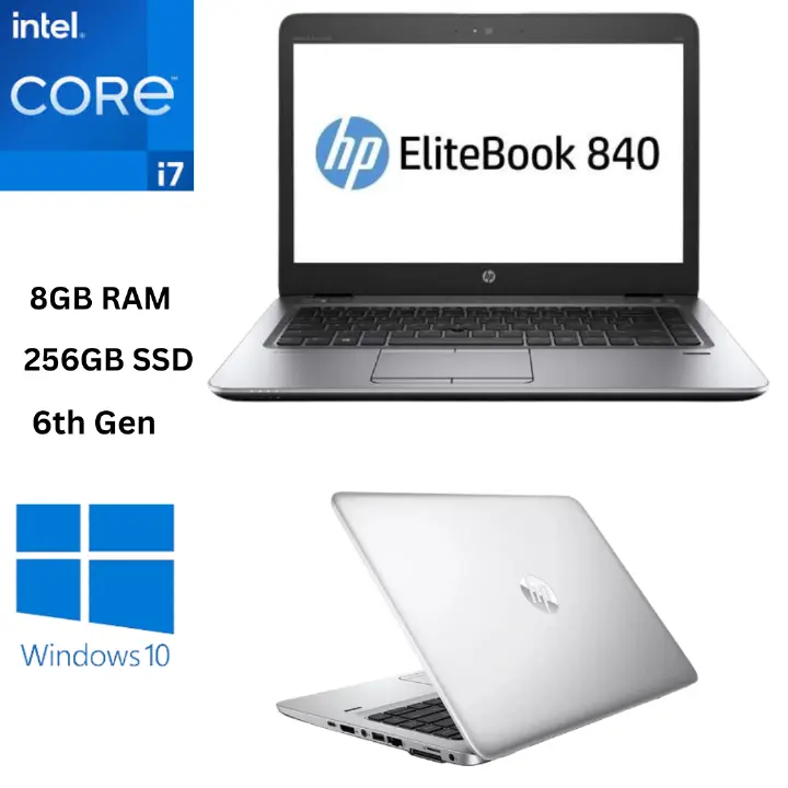 ( free mouse+i7+8gb+256gb) Refurbished HP EliteBook 840 G3 Core i7 8GB RAM 256GB SSD 6th Generation 2.6GHz Dual Core Processor 14 Inches Full HD Windows 10 Professional Ultra Slim Refurbished Laptop