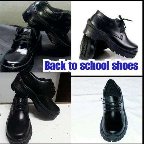 High Quality Durable Back to School Boys and Girls Unisex Casual Black Pure Genuine Leather School Shoes for Children with Laces