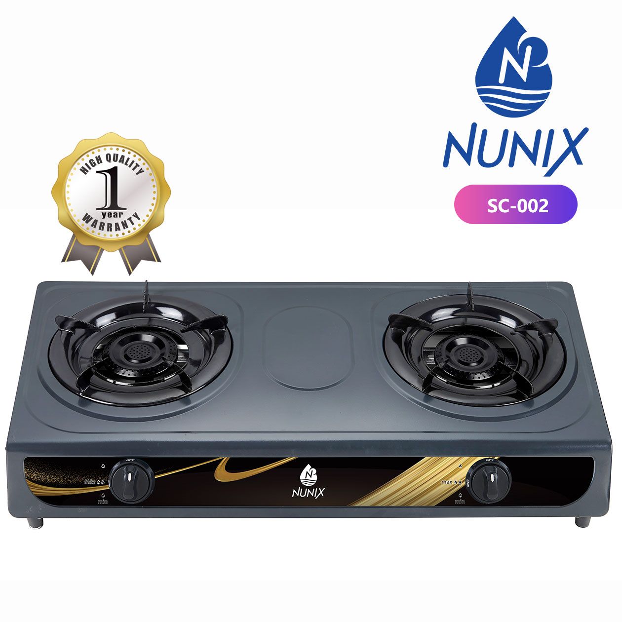 Nunix 2 Gas Cooker SC002 Double Burner Gas stove gas cooker 【hot】gas cooker/stove gas cooker cooking gas cooker burner gas cooker stainless Black