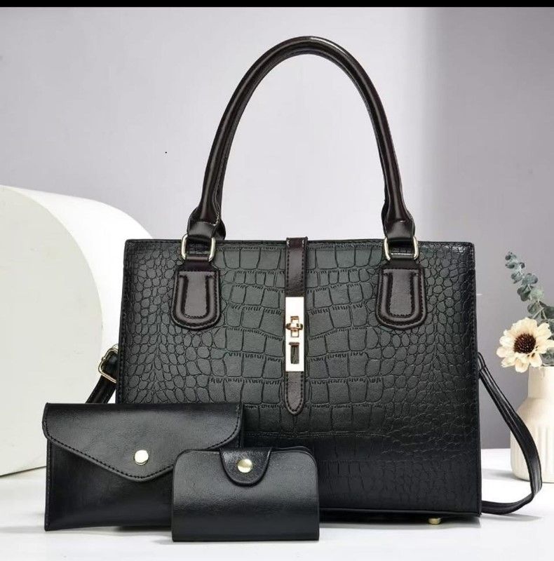 3in1 Classic Trendy Ladies Handbag Women Shoulder Bag Strap Adjustable Fashion Bag Zipper Closure Girls Crossbody Bag with Purse or Wallet Bag