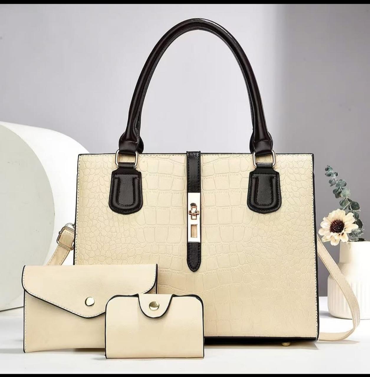 3in1 Classic Trendy Ladies Handbag Women Shoulder Bag Strap Adjustable Fashion Bag Zipper Closure Girls Crossbody Bag with Purse or Wallet Bag