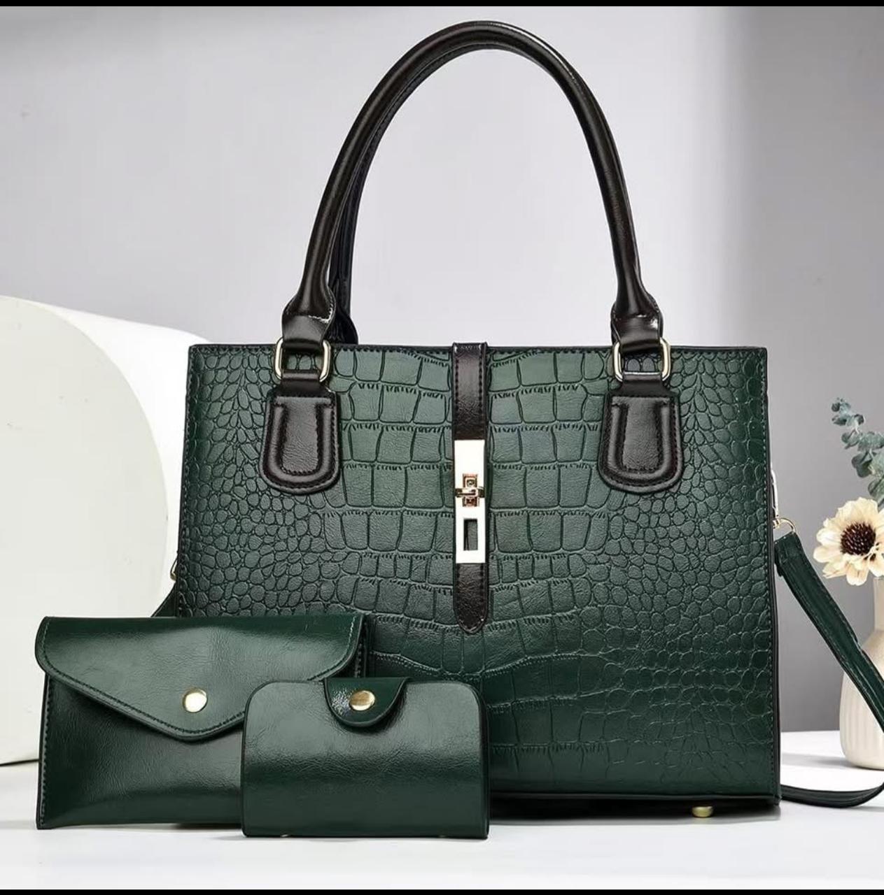 3in1 Classic Trendy Ladies Handbag Women Shoulder Bag Strap Adjustable Fashion Bag Zipper Closure Girls Crossbody Bag with Purse or Wallet Bag