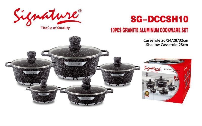 RESTOCKED Signature Durable Nonstick Granite Cooking Pot And Pan Set Cookware Sets