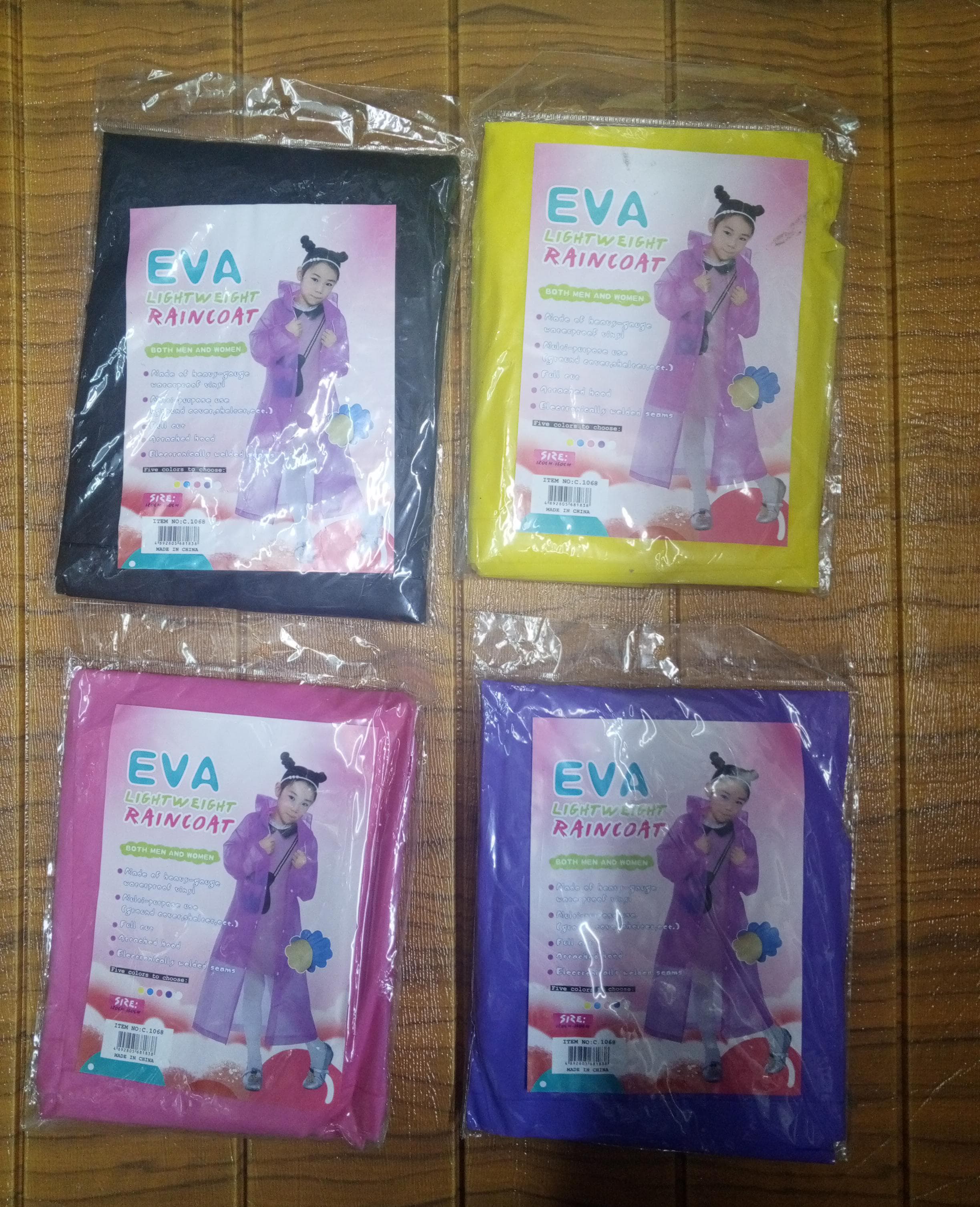 Long EVA Material Plastic Raincoat Waterproof Rain Coat Adults.Free SizeSafe & Eco-friendly - The rain poncho is made of an eco-friendly material (100% EVA), no plastic smell and no harmless, compared