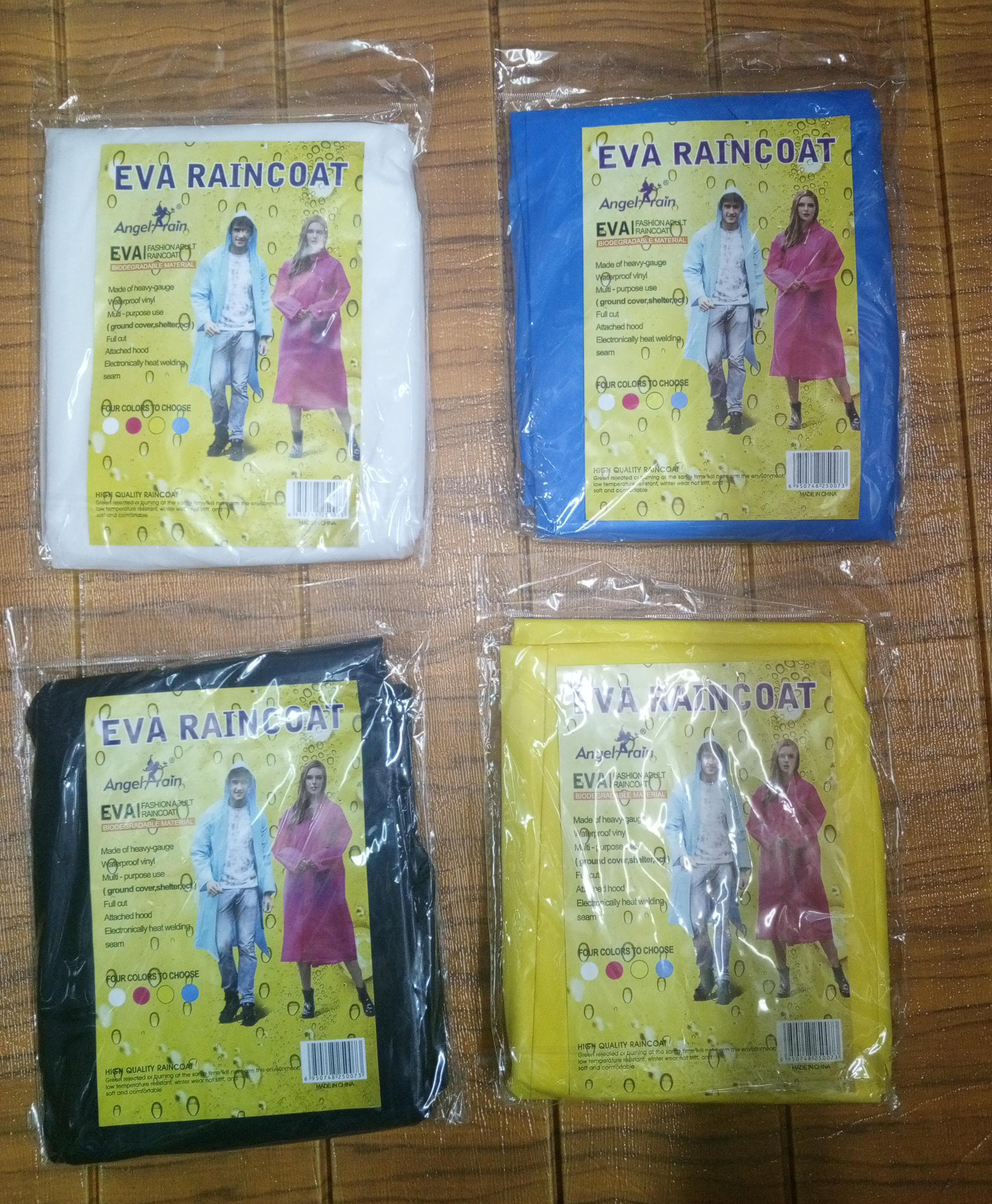 Long EVA Material Plastic Raincoat Waterproof Rain Coat Adults.Free SizeSafe & Eco-friendly - The rain poncho is made of an eco-friendly material (100% EVA), no plastic smell and no harmless, compared