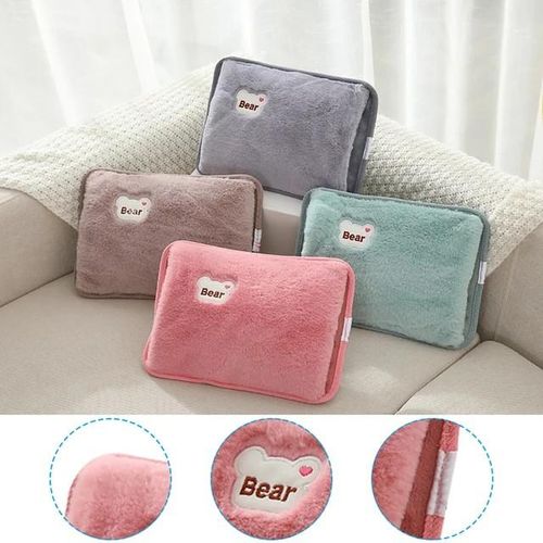 Hot Water Bottle Electric Charging Heating Rechargeable Heat Water Bag Rabbit Fur Soft Hand Warmer.Thick high-grade crystal velvet fabric, skin-friendly and soft, keeps warm and locks temperature, and