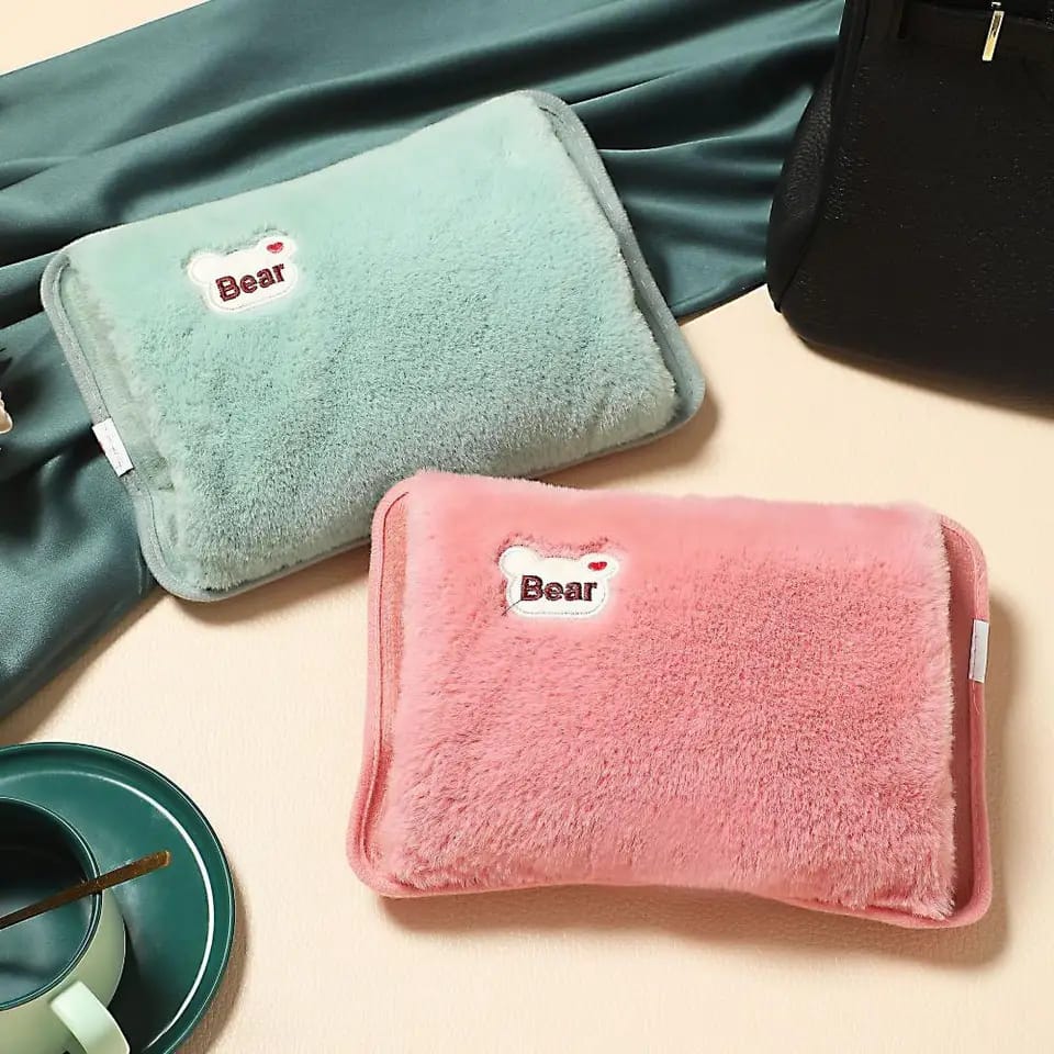 Hot Water Bottle Electric Charging Heating Rechargeable Heat Water Bag Rabbit Fur Soft Hand Warmer.Thick high-grade crystal velvet fabric, skin-friendly and soft, keeps warm and locks temperature, and