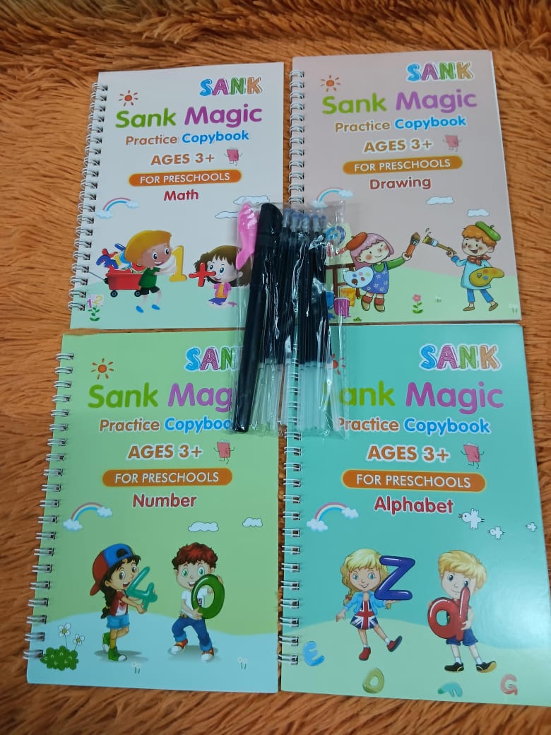 BEST DEALS FOR KIDS🤑🤑Magic Book 4in1 Sank Magic Reusable Practice Books.The sank magic book is a practice copy book which is reusable,  that comes in a set of 4 books I e. Numbers, Alphabet, Drawing
