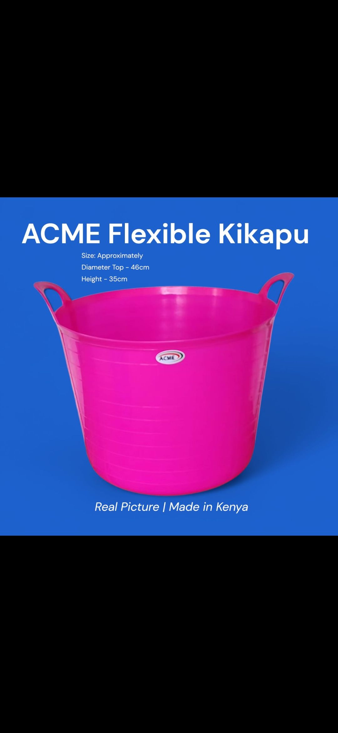 ACME Flexible Kikapu – Durable & Multi-Purpose Basket
Organize, store, and carry with ease using the ACME Flexible Kikapu, a high-quality plastic basket proudly manufactured in Kenya. Designed for str