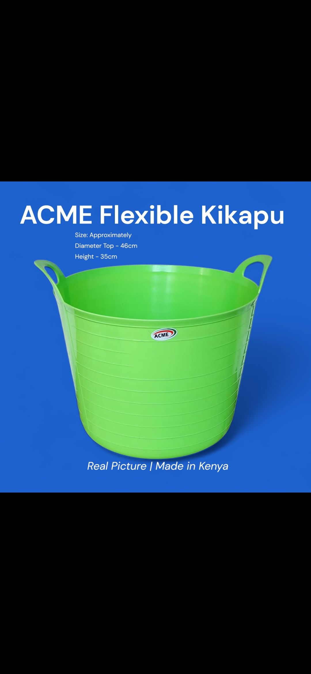 ACME Flexible Kikapu – Durable & Multi-Purpose Basket
Organize, store, and carry with ease using the ACME Flexible Kikapu, a high-quality plastic basket proudly manufactured in Kenya. Designed for str