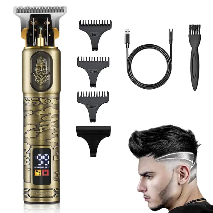 Rechargeable Hair Clipper/Hair Trimmer/Shaving Machine..Super Sharp T-Blade Trimmer Ergonomic All Metal Design Powerful Motor & Low Noise 4 Guide Combs & Cordless Design Lightweight