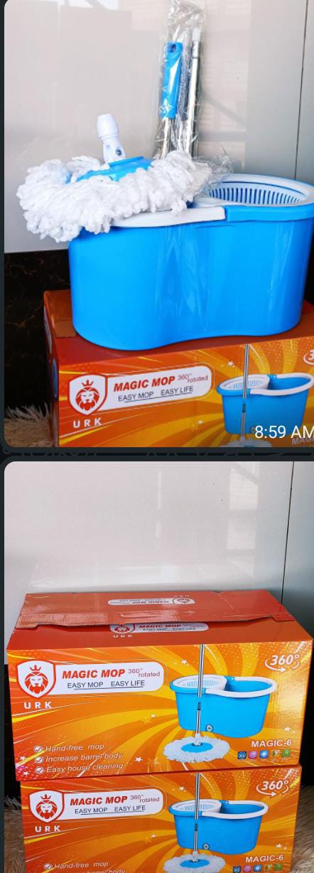 DURABLE 🍇Metallic Spin Mop With Bucket This 360 degree new design magic mop is perfect for door, kitchen, bathroom, lobby, car, bedroom,