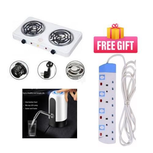 EXTRA- BONUS🦋Power King 4way heavy duty extension + Electric Table Top 2 Burner -Double Spiral Coil Plate Cooker and Automatic dispenser for dinning🎇Heavy duty cast iron heating plate
Power indicato