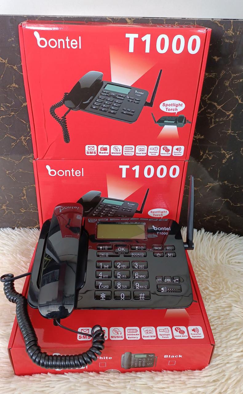 🦋Bontel T1000 Landline phones📍Communication made easier,get a landline phone for your home/office
▪️Load credit normal way
▪️Dual simcard
▪️Uses any line eg safaricom,airtel or telcom
▪️Call and rec