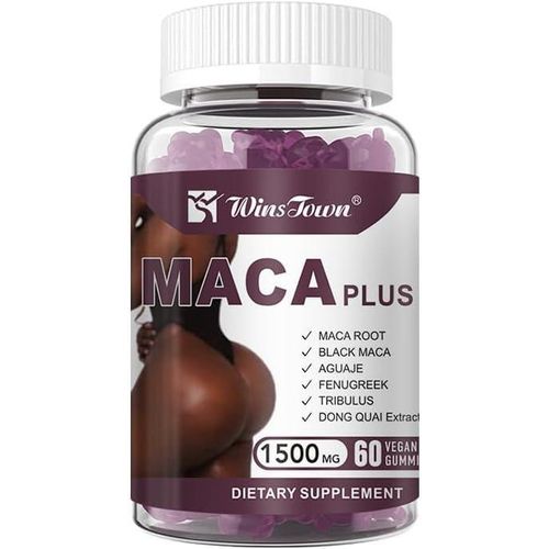 Maca Plus Gummies,1500mg Hip Butt Enhancement Gummies,Big Booty Enhancer With Black Maca Root & Dong Quai Extract, Gluteus Boost Vitamins for Women - 60 Count Fruit Flavor