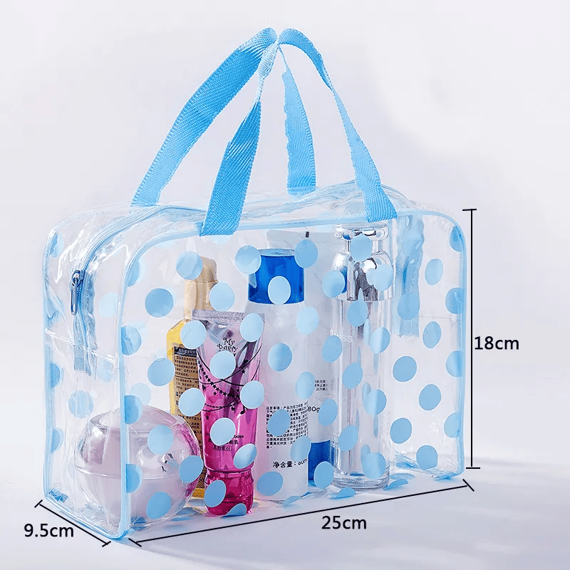 FUDEAM Dot Women Storage Bag Toiletries Organize Waterproof PVC Cosmetic Bag Portable Transparent MakeUp Bag Female Wash Bag
