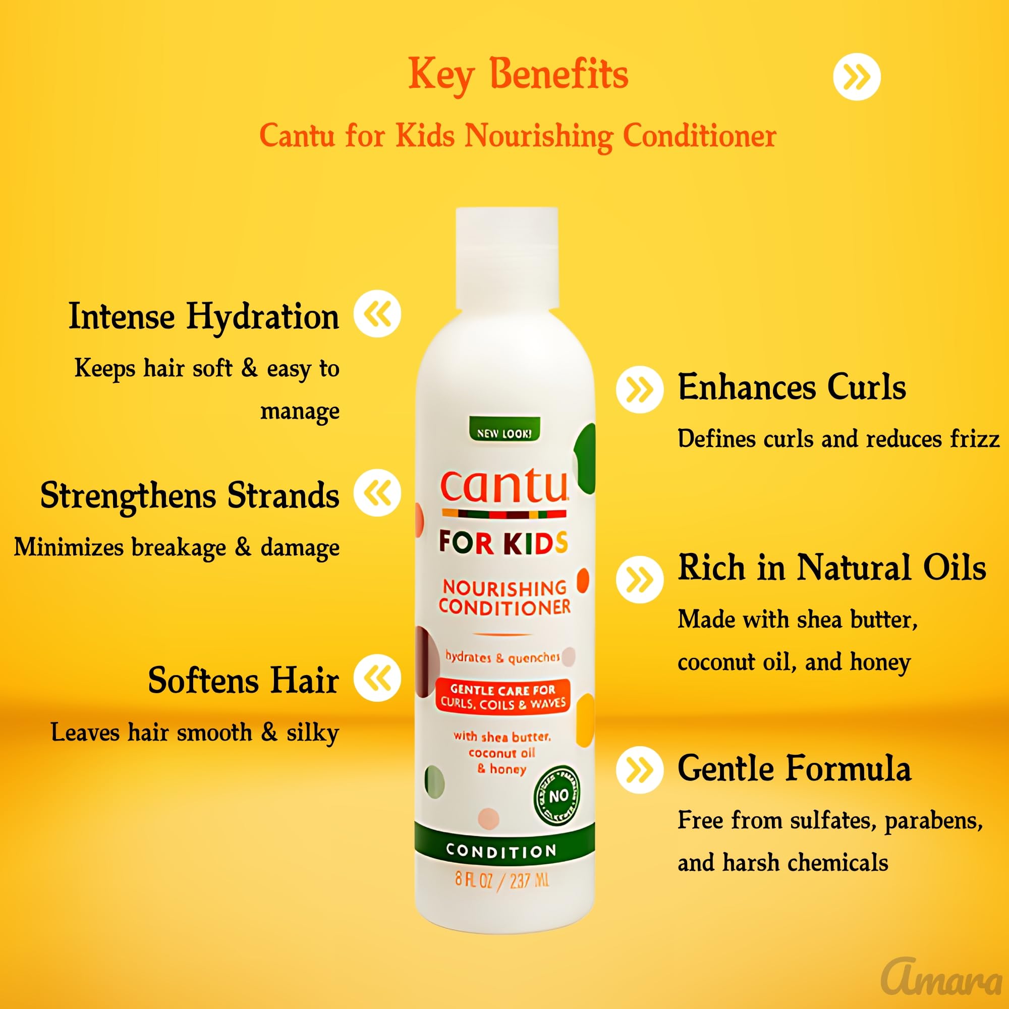 CANTU CARE FOR KIDS  Hair Care Bundle – Nourishing Cantu Shampoo & Conditioner Set, Kids Detangler Spray, Wide Tooth Comb – Kids Shampoo and Conditioner, Detangling Spray Kids for Curly Hair