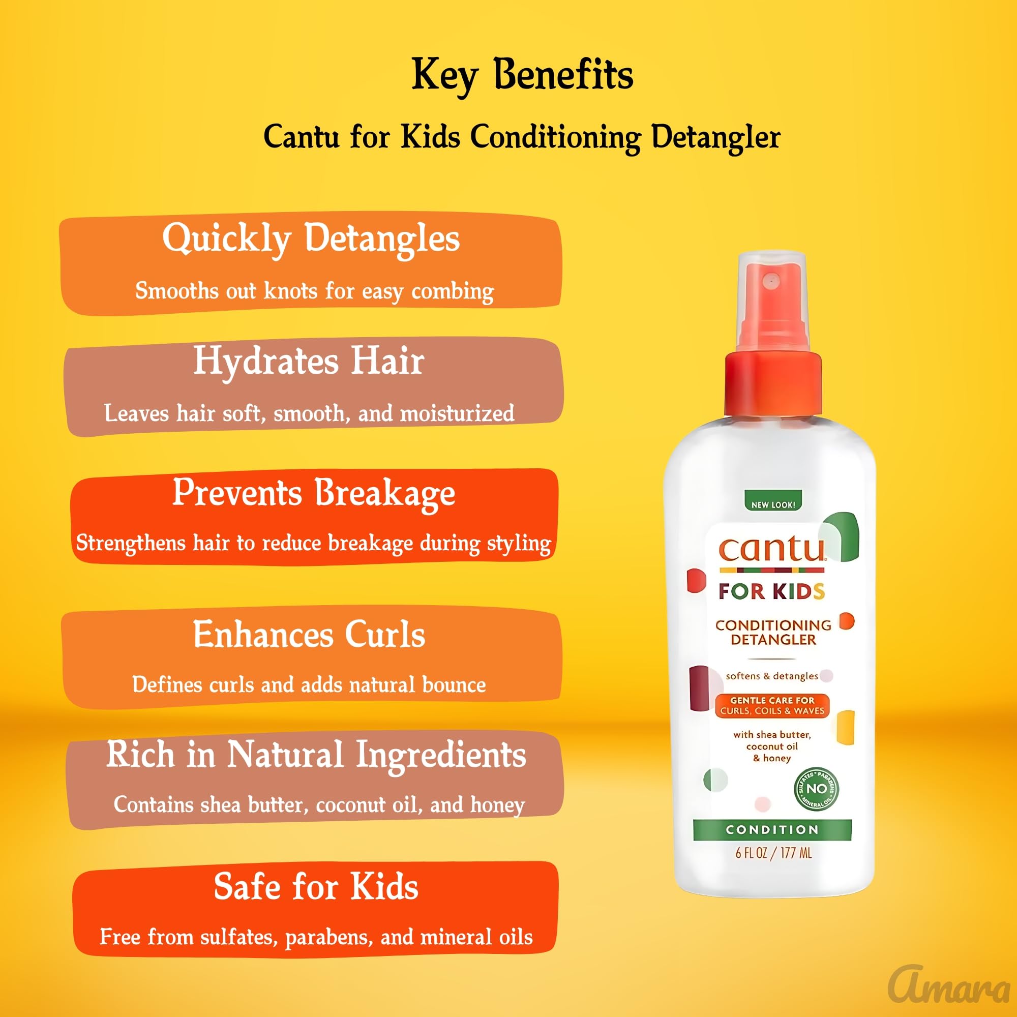 CANTU CARE FOR KIDS  Hair Care Bundle – Nourishing Cantu Shampoo & Conditioner Set, Kids Detangler Spray, Wide Tooth Comb – Kids Shampoo and Conditioner, Detangling Spray Kids for Curly Hair