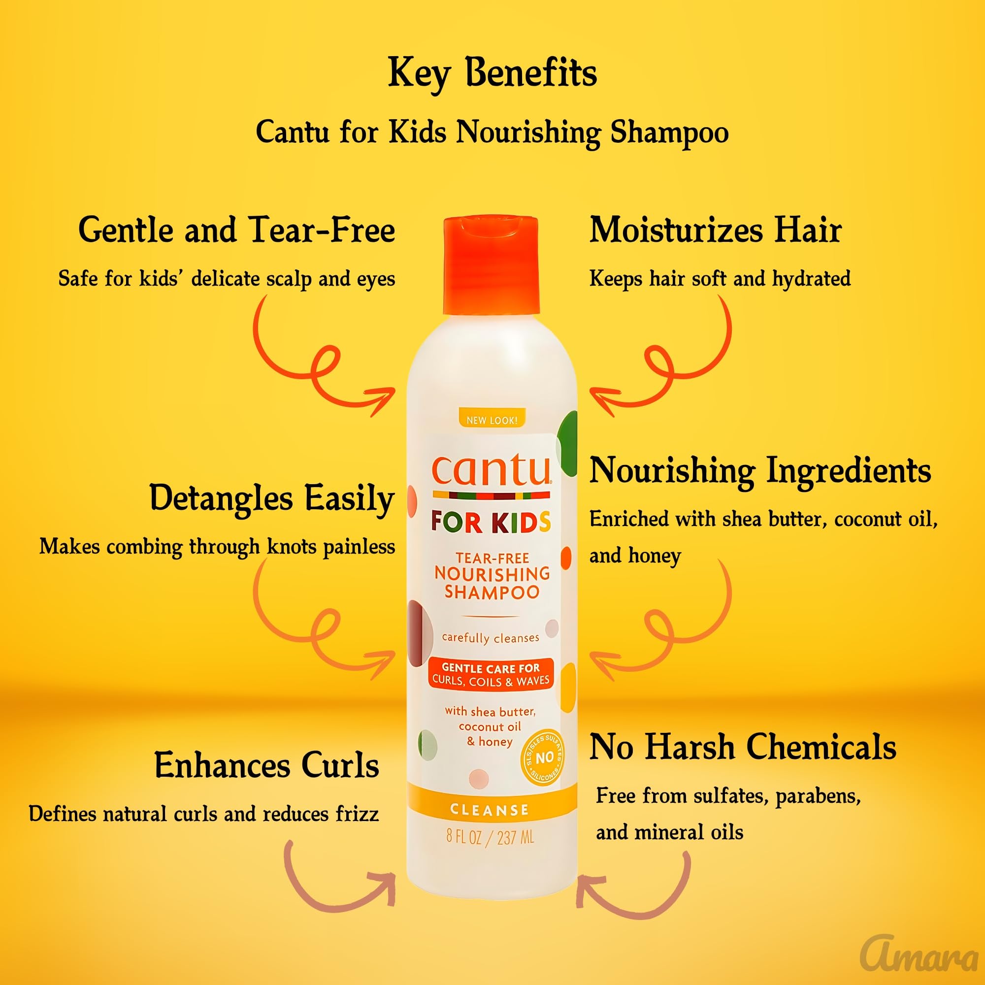 CANTU CARE FOR KIDS  Hair Care Bundle – Nourishing Cantu Shampoo & Conditioner Set, Kids Detangler Spray, Wide Tooth Comb – Kids Shampoo and Conditioner, Detangling Spray Kids for Curly Hair