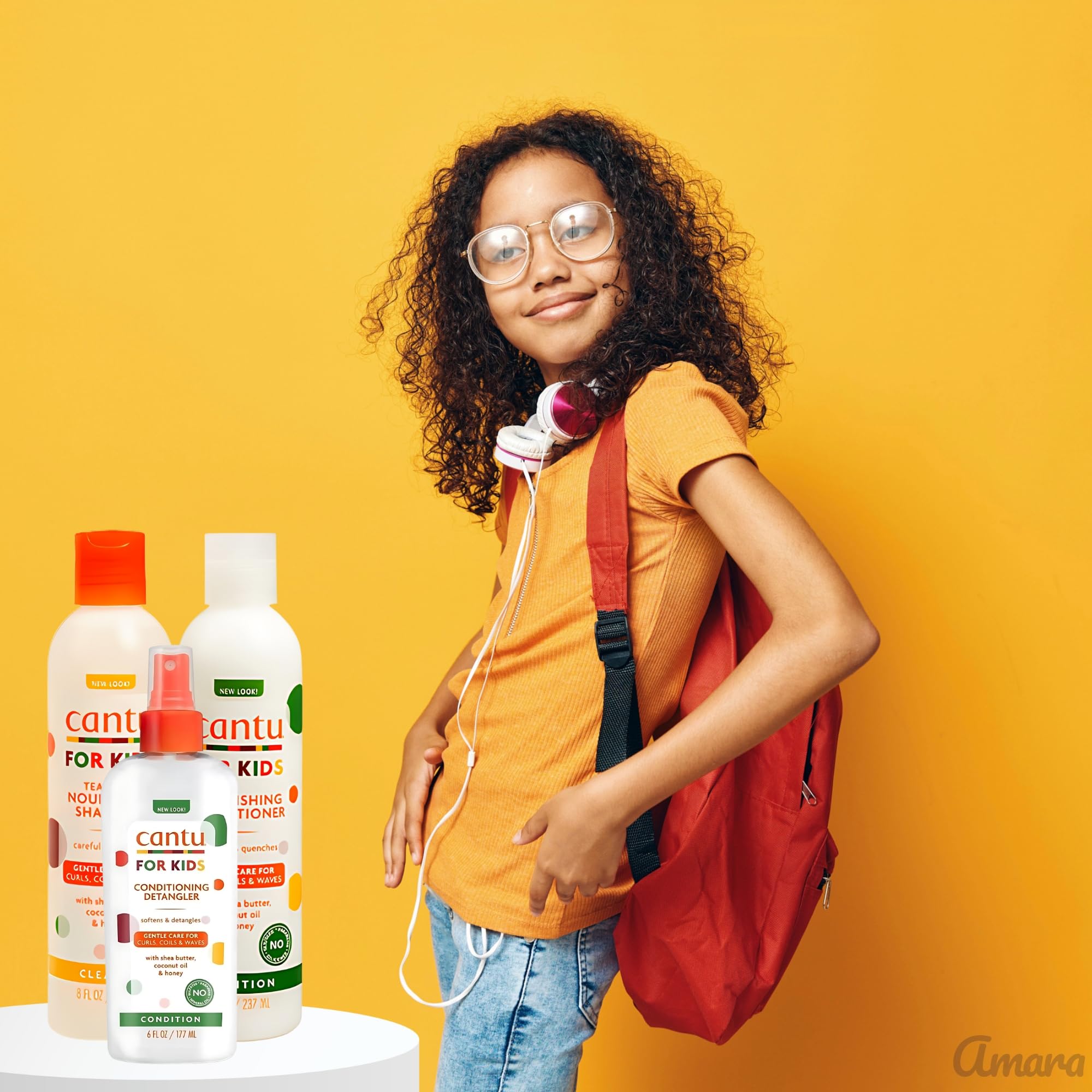 CANTU CARE FOR KIDS  Hair Care Bundle – Nourishing Cantu Shampoo & Conditioner Set, Kids Detangler Spray, Wide Tooth Comb – Kids Shampoo and Conditioner, Detangling Spray Kids for Curly Hair