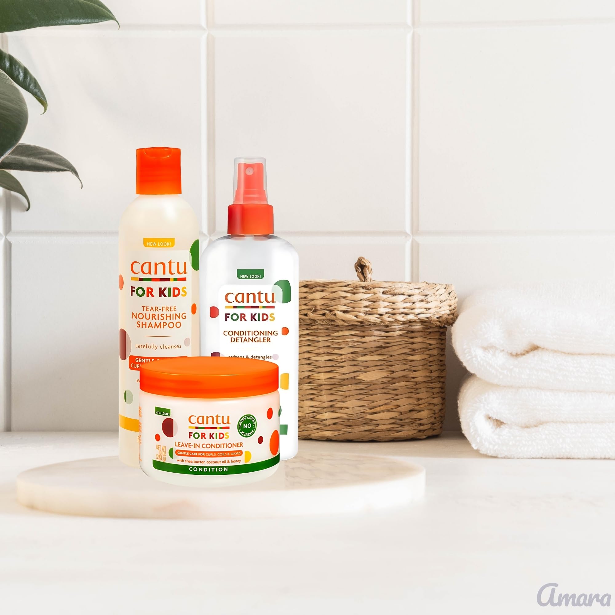 CANTU care for kids complete Curly Hair Products Bundle – Cantu Kids Leave-In Conditioner, Nourishing Cantu Shampoo, Conditioning Detangler Spray & Wide-Tooth Comb for Easy Styling & Healthy Curls