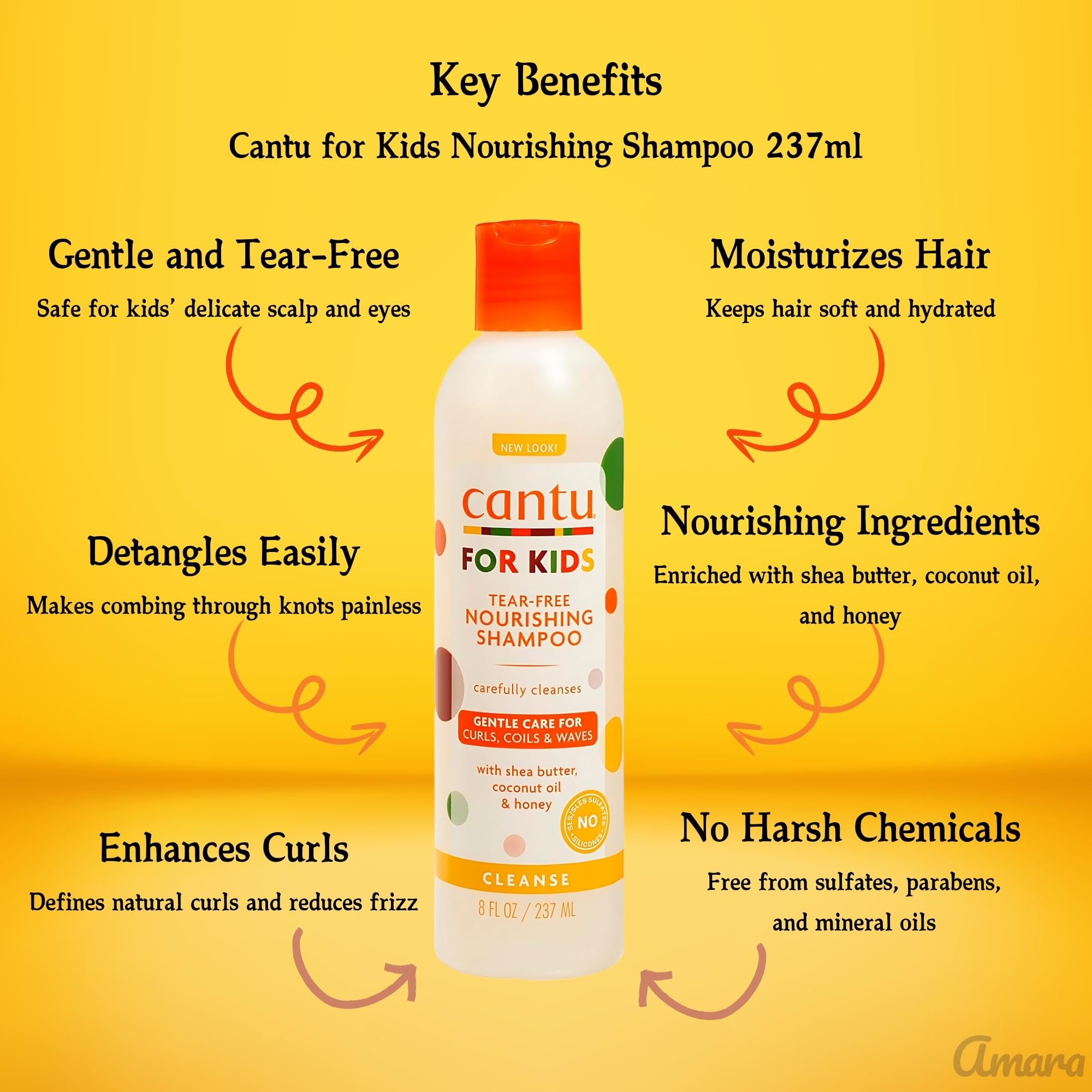 CANTU care for kids complete Curly Hair Products Bundle – Cantu Kids Leave-In Conditioner, Nourishing Cantu Shampoo, Conditioning Detangler Spray & Wide-Tooth Comb for Easy Styling & Healthy Curls