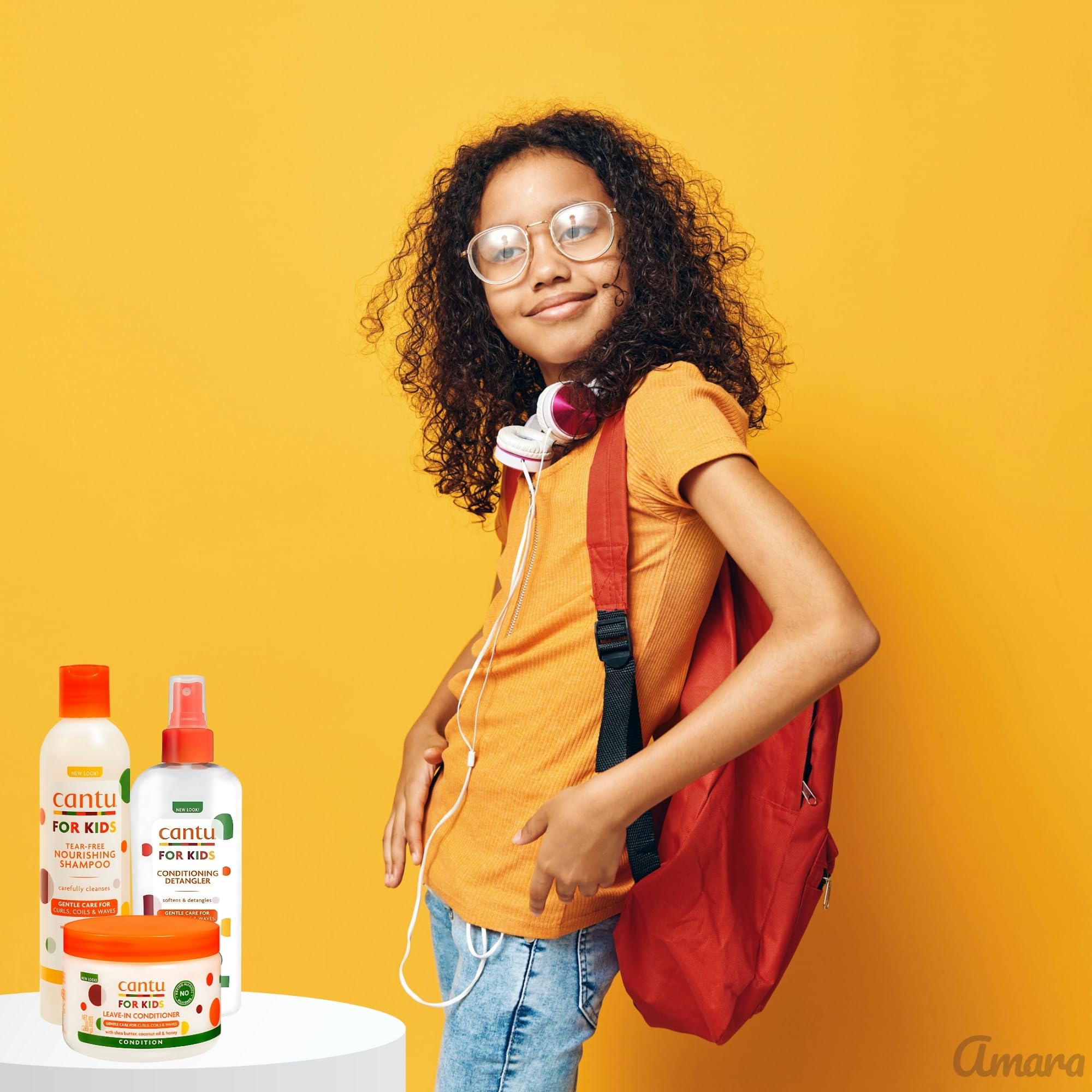 CANTU care for kids complete Curly Hair Products Bundle – Cantu Kids Leave-In Conditioner, Nourishing Cantu Shampoo, Conditioning Detangler Spray & Wide-Tooth Comb for Easy Styling & Healthy Curls