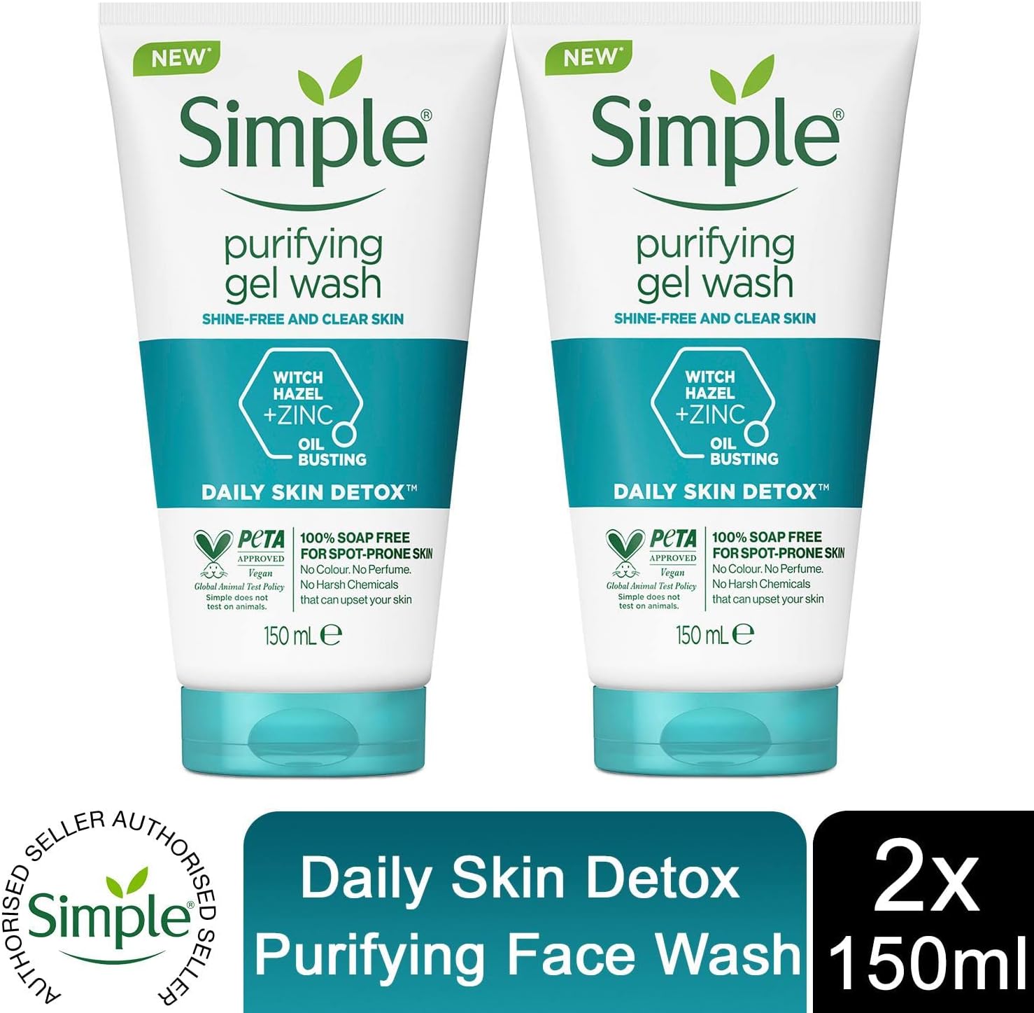 Simple Daily Skin Detox Purifying Facial Wash, 150ml