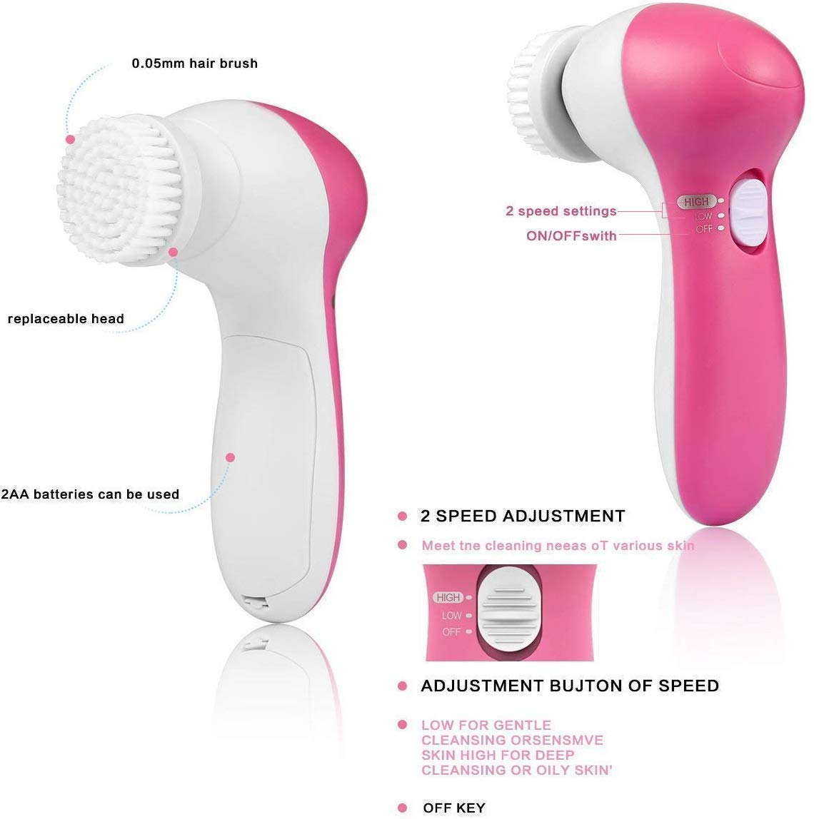 5 in 1 Face Facial Exfoliator Electric Massage Machine Care & Cleansing Cleanser Massager Kit For Smoothing Body Beauty Skin Cleaner facial massager machine for face