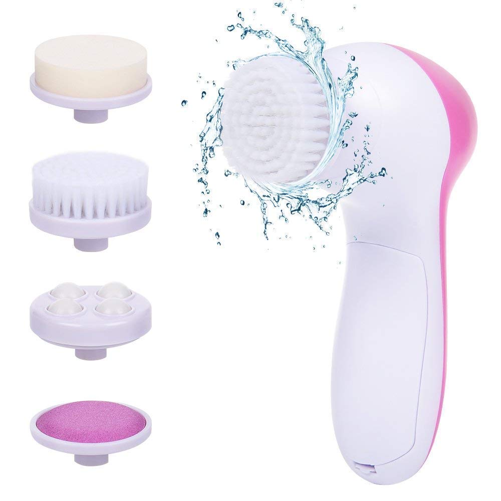 5 in 1 Face Facial Exfoliator Electric Massage Machine Care & Cleansing Cleanser Massager Kit For Smoothing Body Beauty Skin Cleaner facial massager machine for face